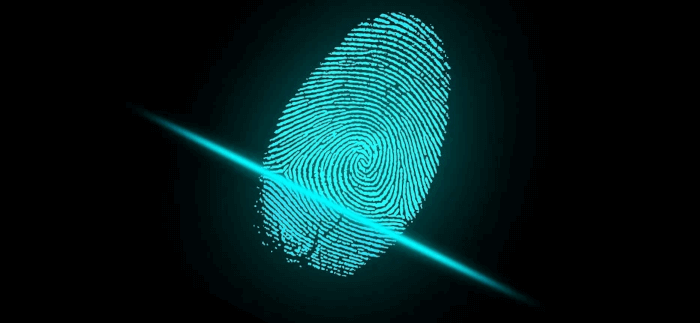 Blue fingerprint.