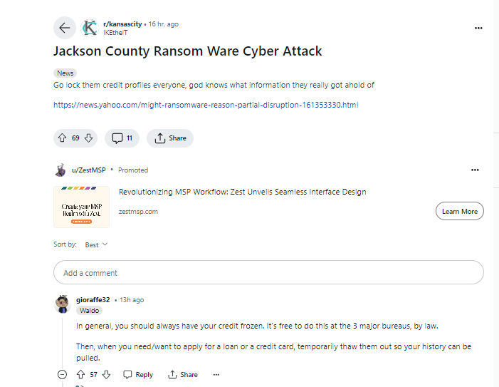jackson county missouri ransomware attack reddit comments