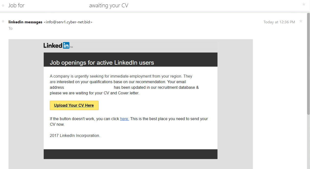 in mail in linkedin