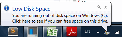 low disk space