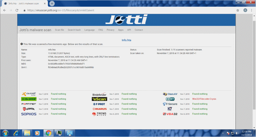 new dharma ransomware strain jotti detection