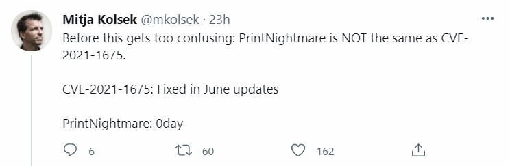 PrintNightmare Exploit different from the previous threat