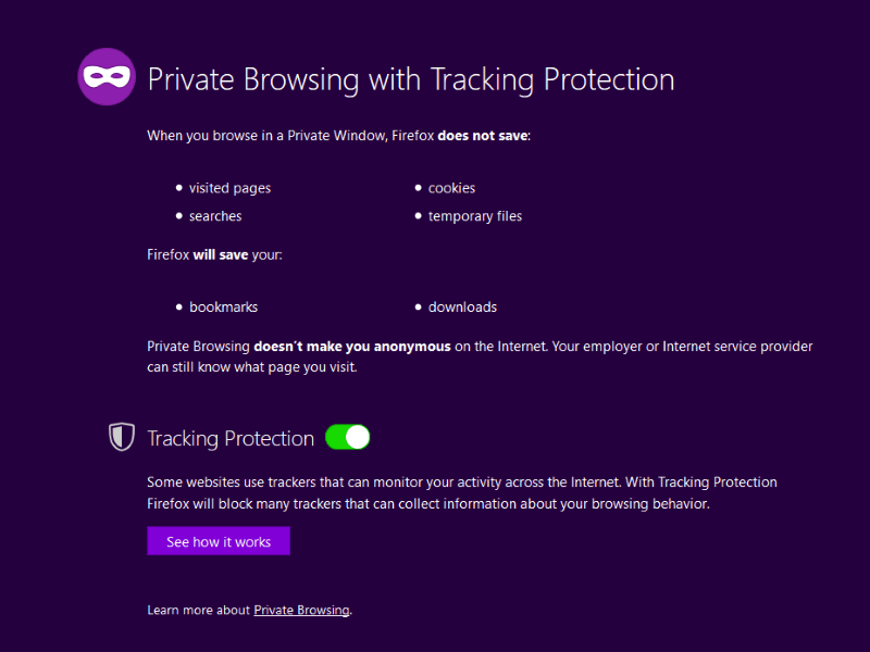 private browsing firefox with tracking protection
