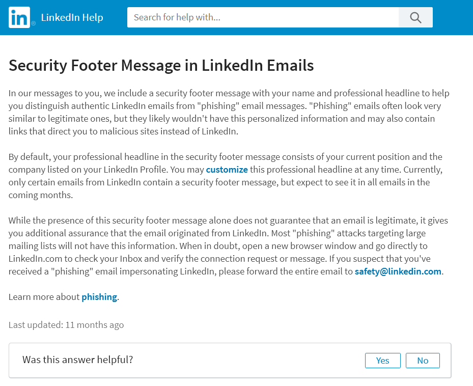 email in linkedin