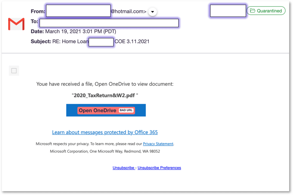 microsoft onedrive email scam