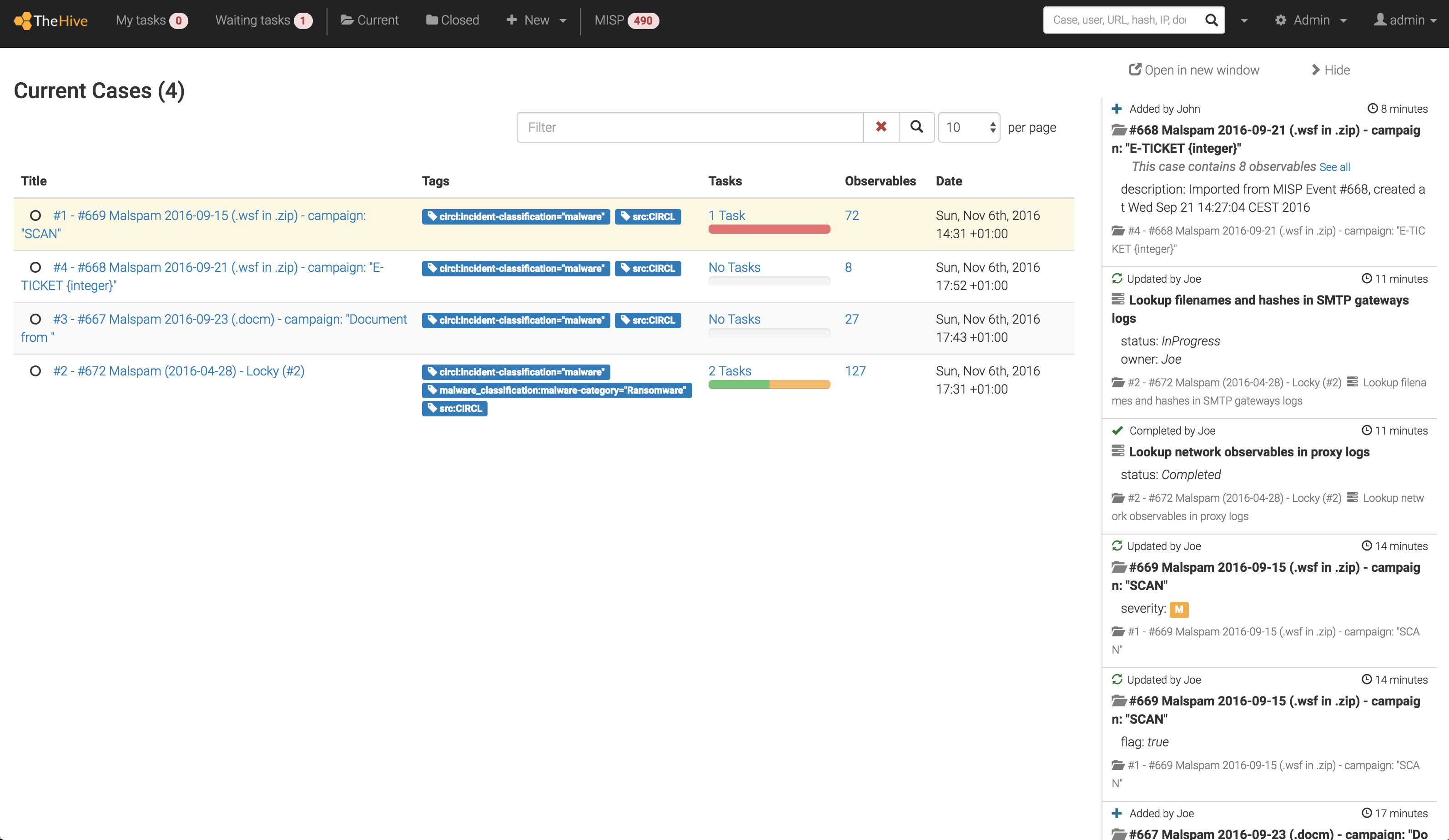 Screenshot of the Hive Project dashboard.