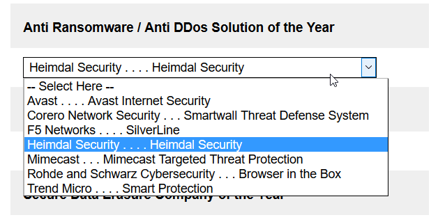 vote for heimdal security anti ransomware solution of the year 2017