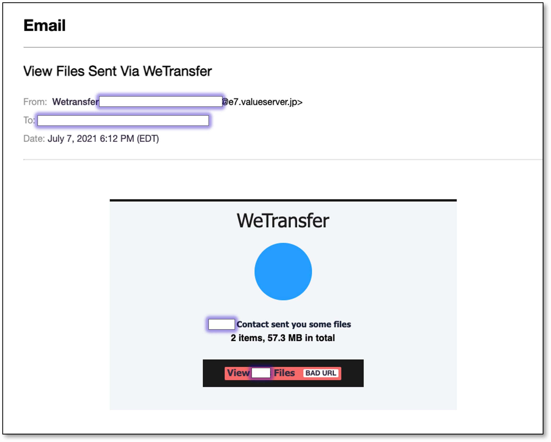 wetransfer phishing scam