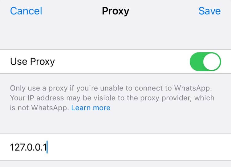 whatsapp proxy settings