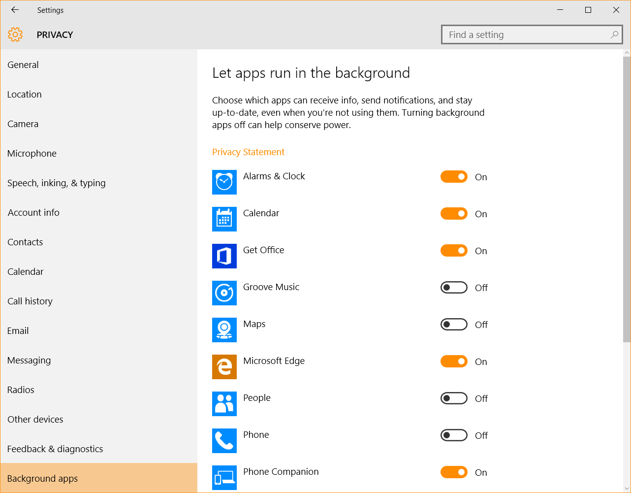 Windows 10 Security Guide - Background Apps Privacy Settings