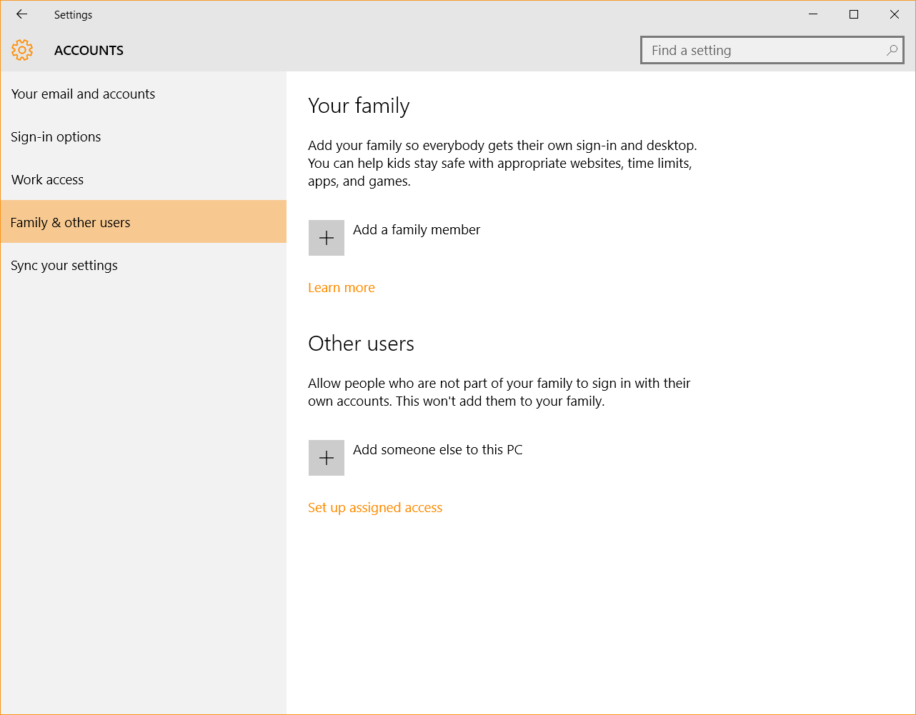 Windows 10 Security Guide - Family and Other Users Access Microsoft Account
