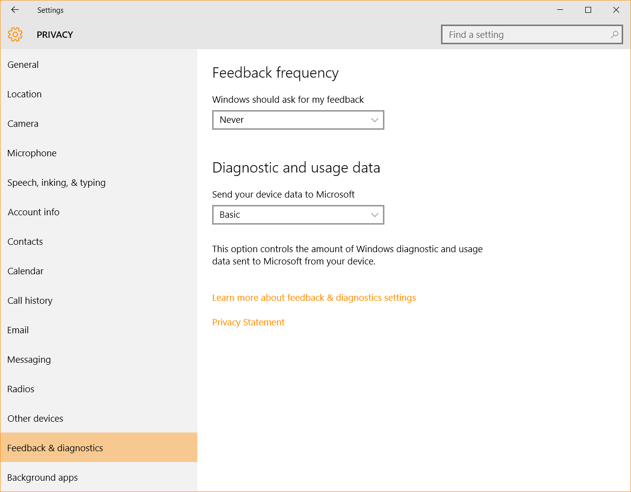 Windows 10 Security Guide - Feedback and Diagnostics Privacy Settings