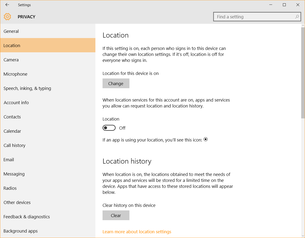Windows 10 Security Guide - Location Privacy Settings