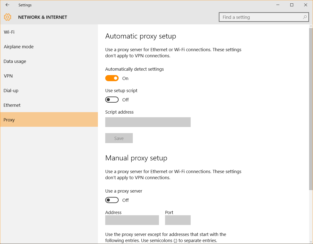 Windows 10 Security Guide - Proxy Settings