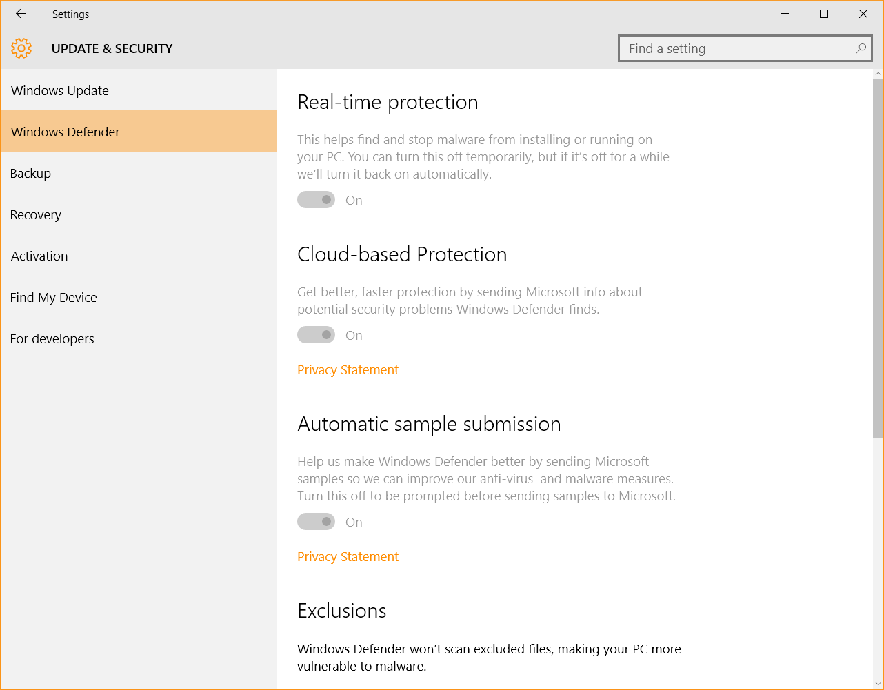 Windows 10 Security Guide - Windows Defender