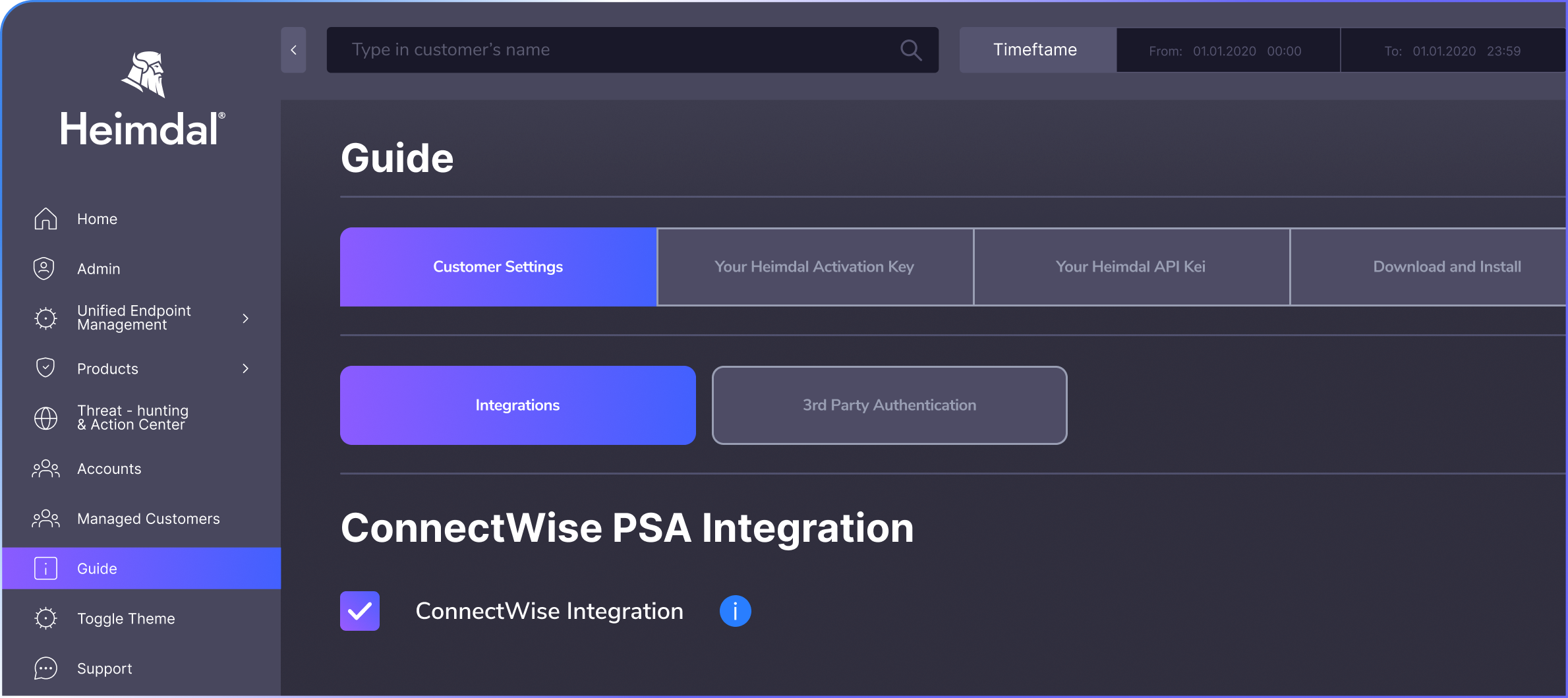 integration screen